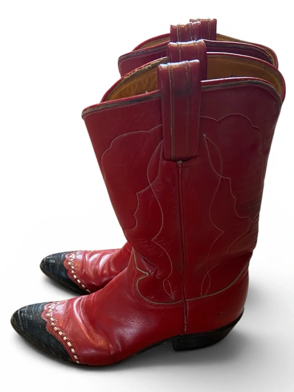 Tony Lama Vintage Leather Lizard Wingtip Cowgirl Boots - Picture 4 of 9